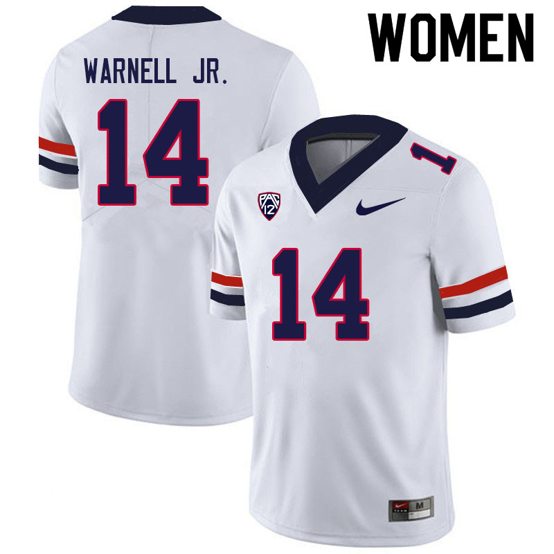 Women #14 DJ Warnell Jr. Arizona Wildcats College Football Jerseys Sale-White
